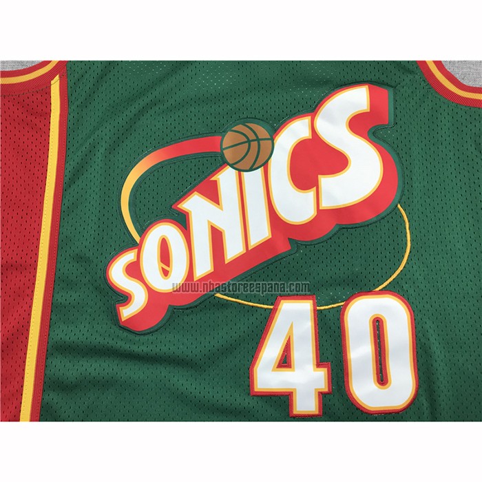Camiseta Seattle SuperSonics Shawn Kemp NO 40 Historic Retro Verde2